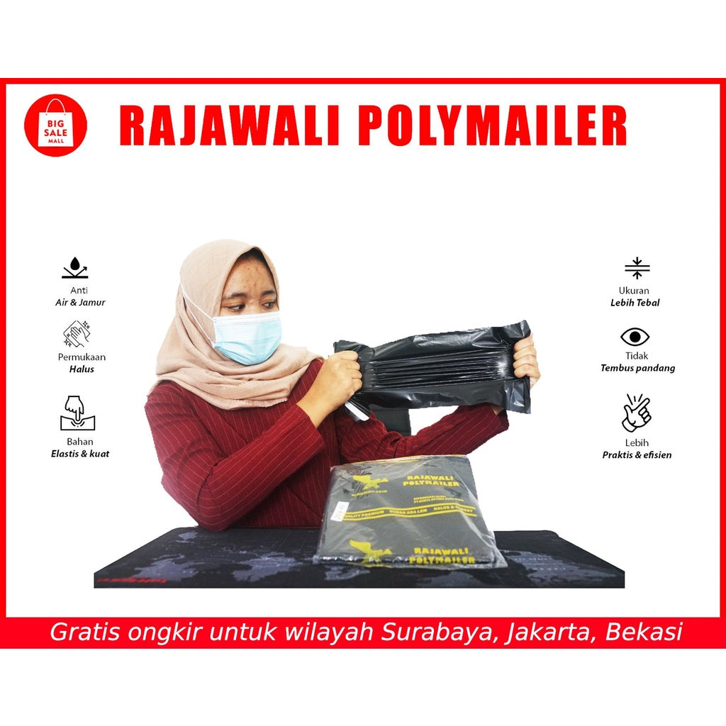 Plastik Polymailer Rajawali Hitam Premium Ukuran 60x100cm Isi 50 Pcs