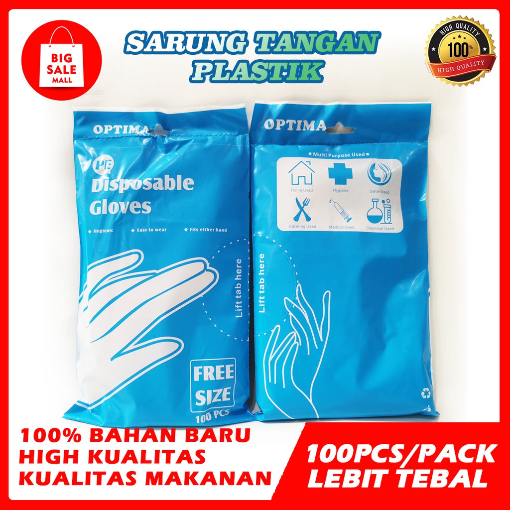 Sarung tangan Plastik PE 100pcs Optima