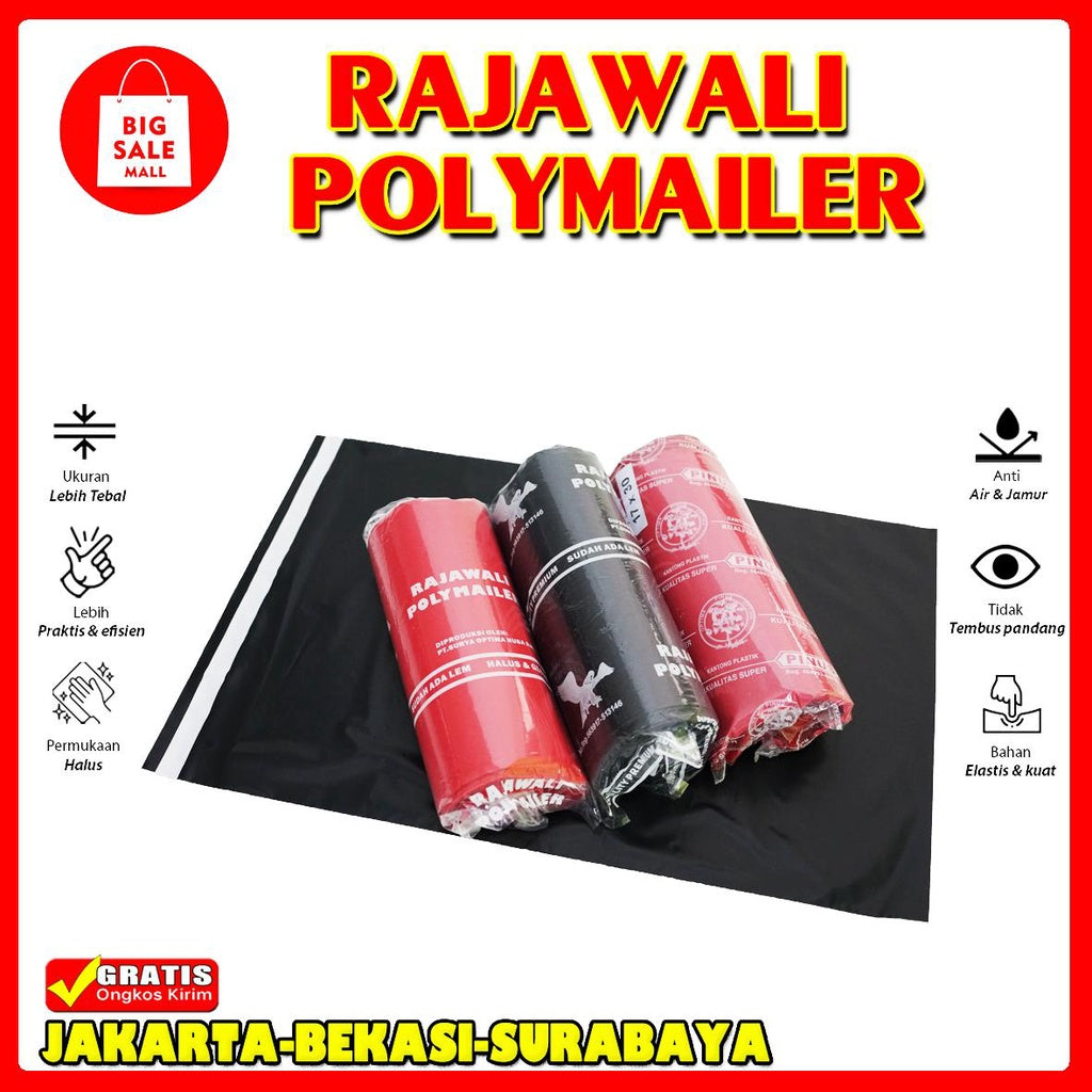 Plastik Polymailer Rajawali Hitam Premium Ukuran 60x100cm Isi 50 Pcs