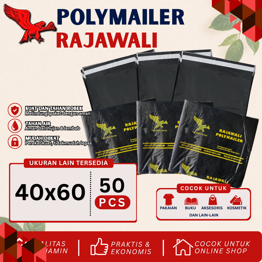 Plastik Polymailer Rajawali Hitam Premium Uk 40x60 cm Isi 50pcs