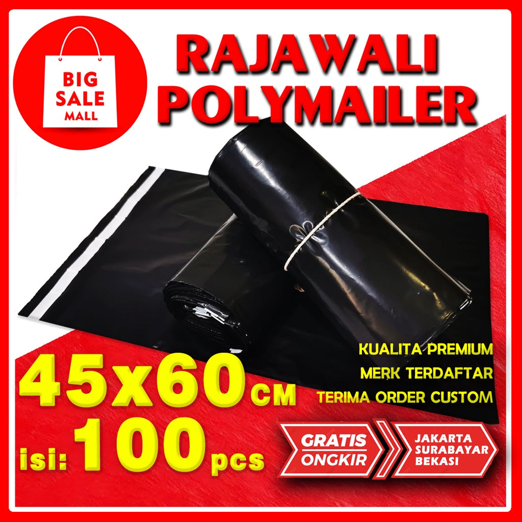 Plastik Polymailer Rajawali Hitam Premium Ukuran 45x60cm Isi 100pcs