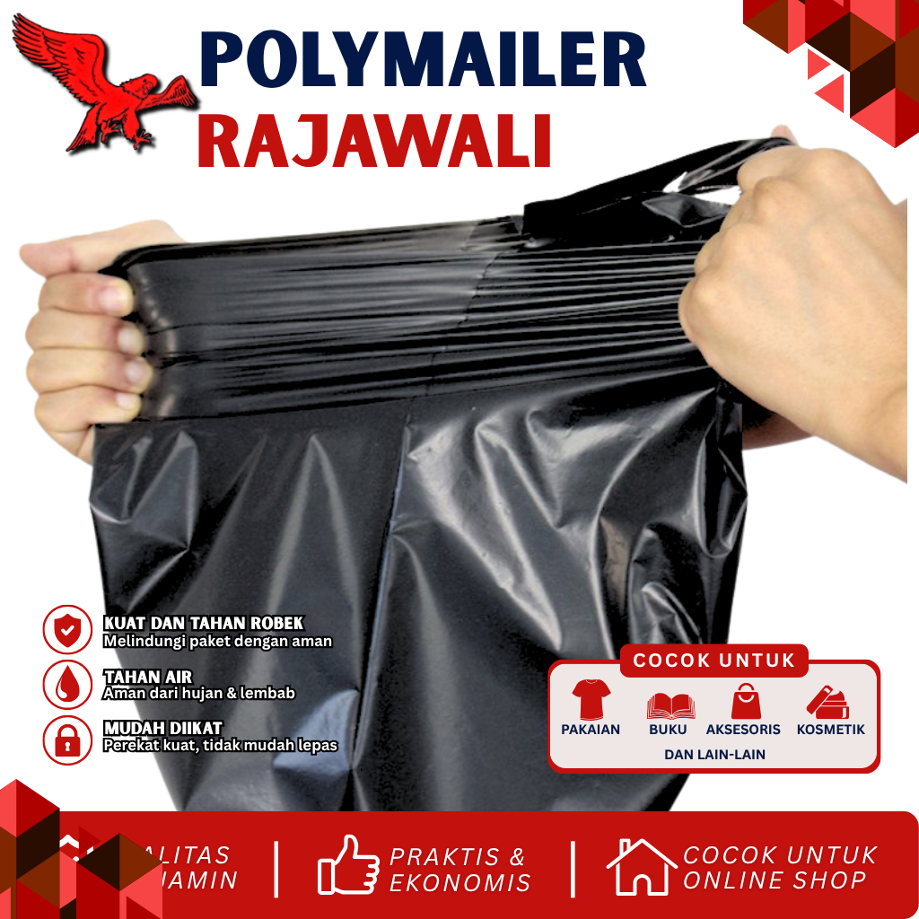 Plastik Polymailer Rajawali Hitam Premium Uk 25x40 cm Isi 50pcs
