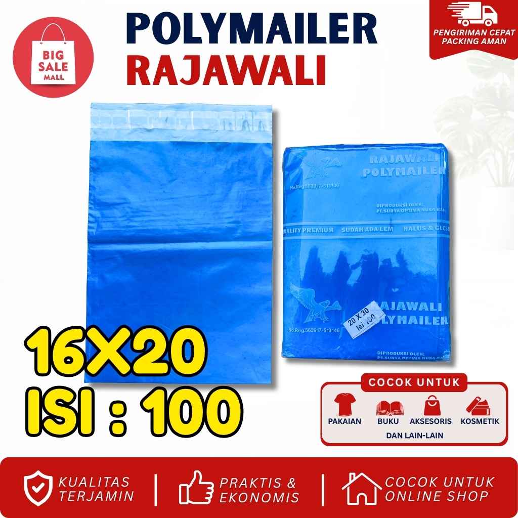 Plastik Polymailer Rajawali Biru Premium Ukuran 16x30cm Isi 100pcs