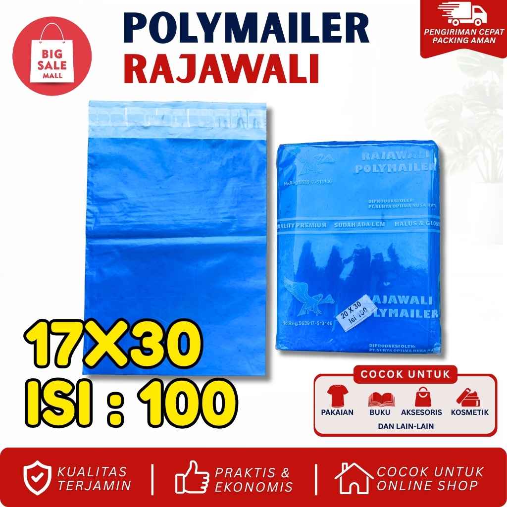 Plastik Polymailer Rajawali Biru Premium Ukuran 17x30cm Isi 100pcs