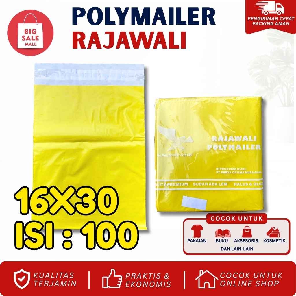 Plastik Polymailer Rajawali Kuning Premium Uk. 16x30cm Isi 100pcs