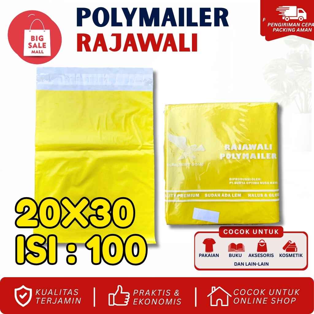 Plastik Polymailer Rajawali Kuning Premium Uk 17x30cm Isi100pcs