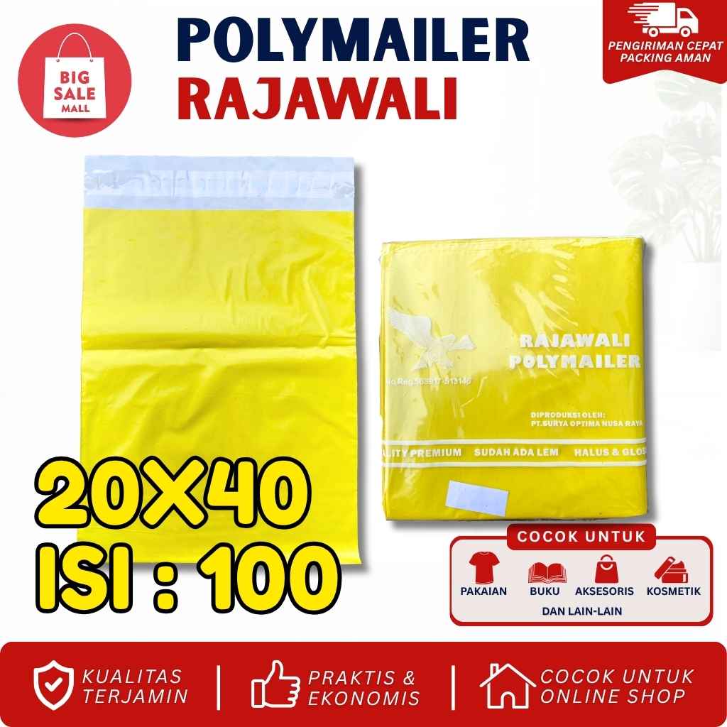 Plastik Polymailer Rajawali Kuning Premium Uk 17x30cm Isi100pcs