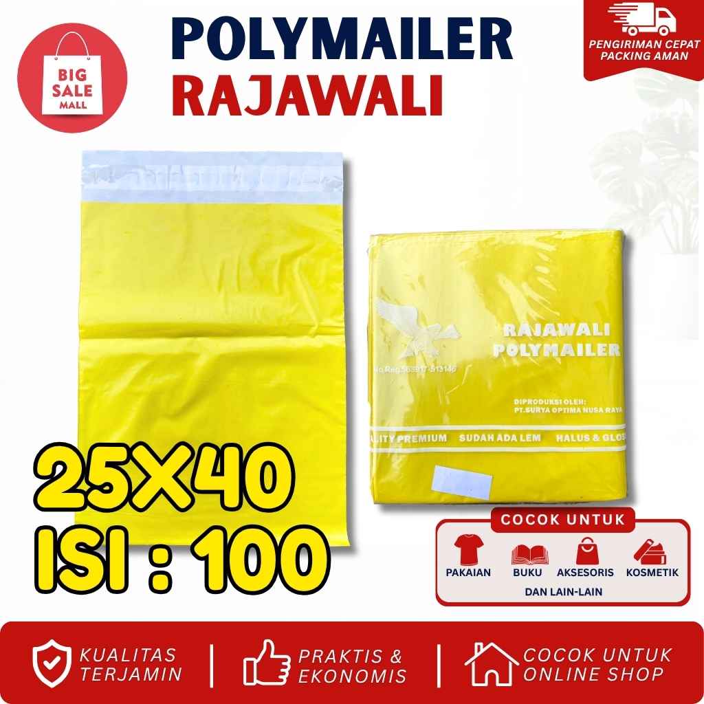 Plastik Polymailer Rajawali Kuning Premium Uk 17x30cm Isi100pcs