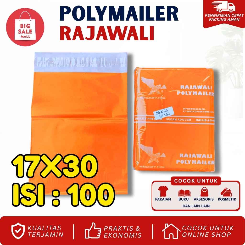 Plastik Polymailer Rajawali Orange Premium Uk 17x30cm Isi100pcs