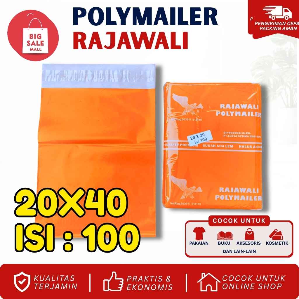 Plastik Polymailer Rajawali Orange Premium Uk 17x30cm Isi100pcs