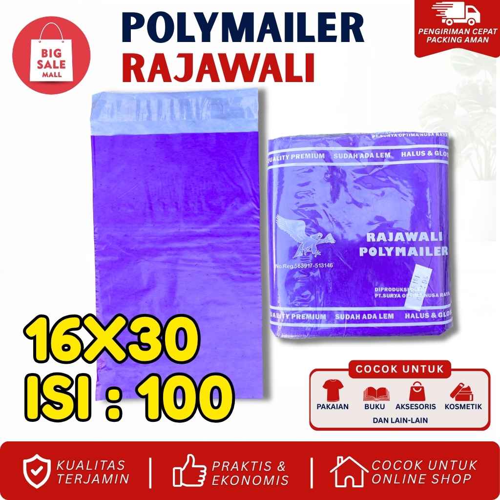 Polymailer Plastik Rajawali Ungu Premium Ukuran 16x30cm Isi 100pcs