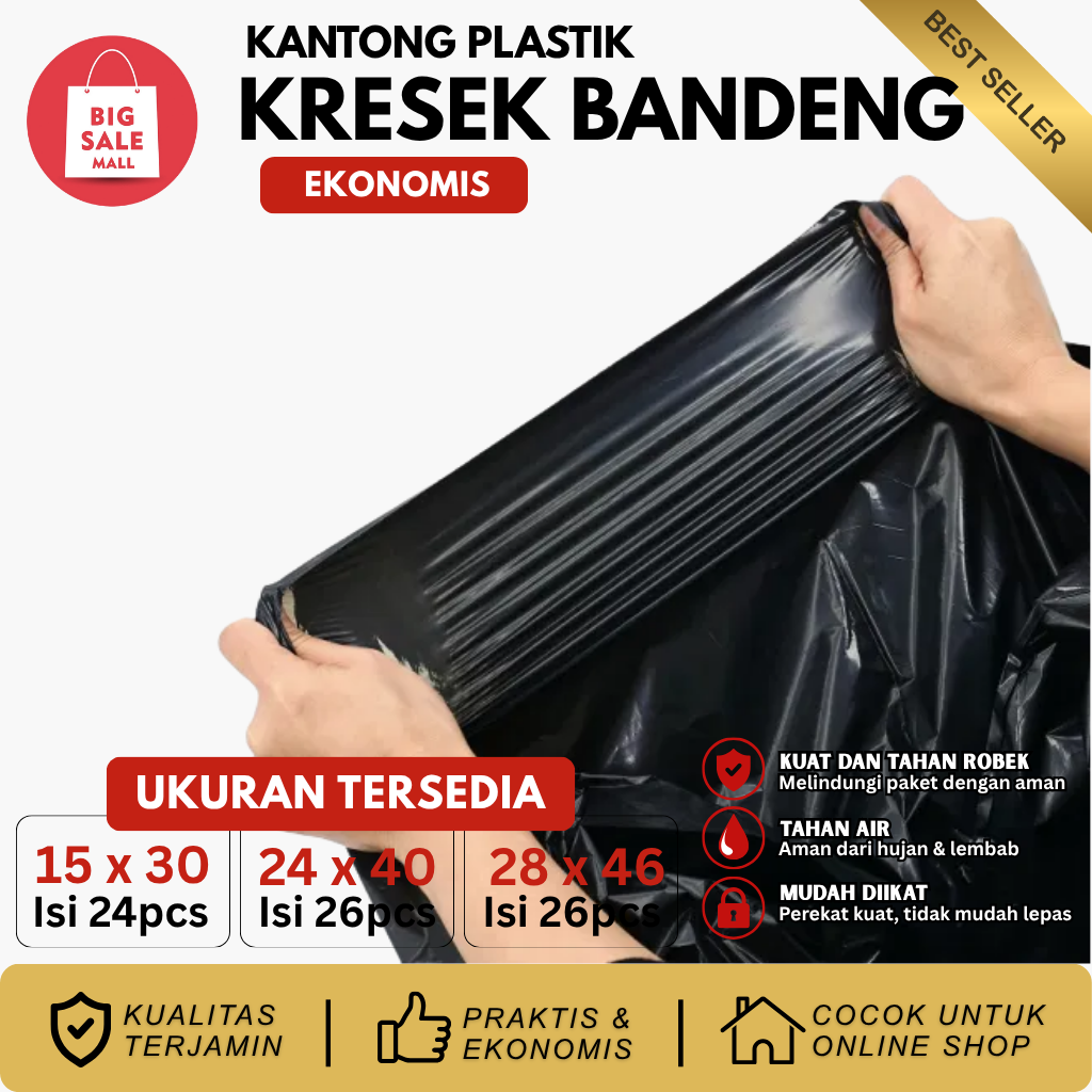 Kantong Kresek Hitam Ekonomis Bandeng 15x30 Isi 24pcs