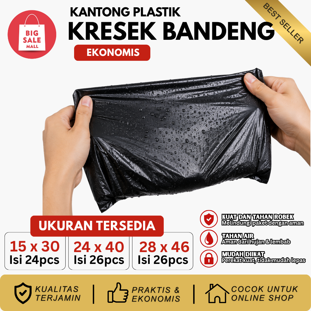 Kantong Kresek Hitam Ekonomis Bandeng 15x30 Isi 24pcs