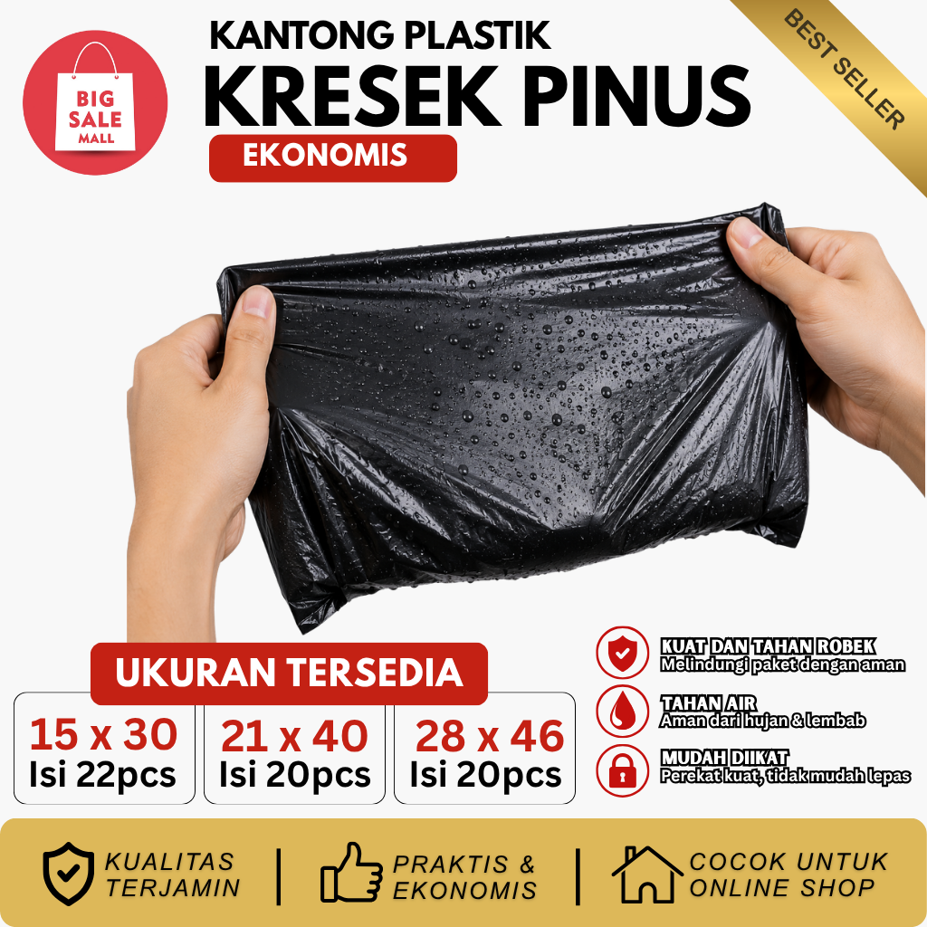 Kantong Plastik Kresek Pinus Ekonomis UK 21x40 isi 28pcs
