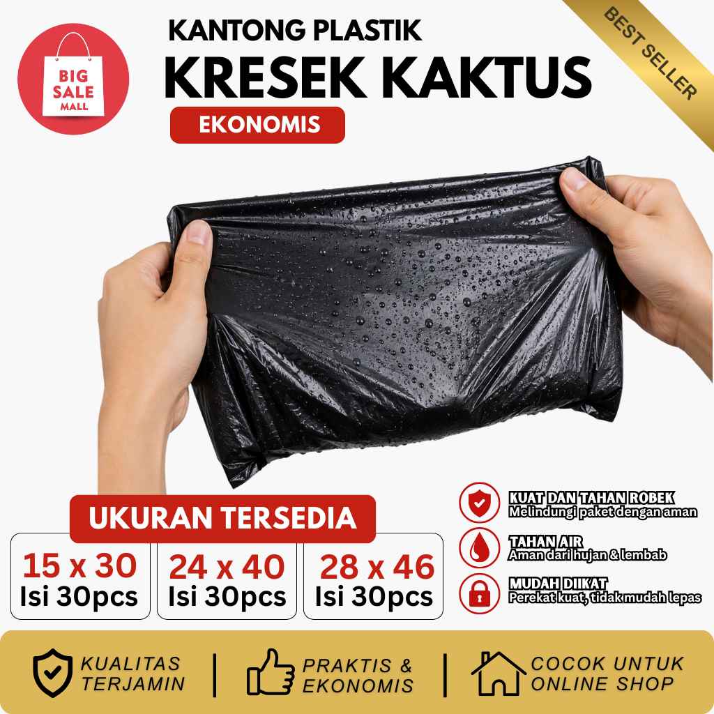 Kantong Kresek Hitam Ekonomis Tipis 15/24/28 Kaktus