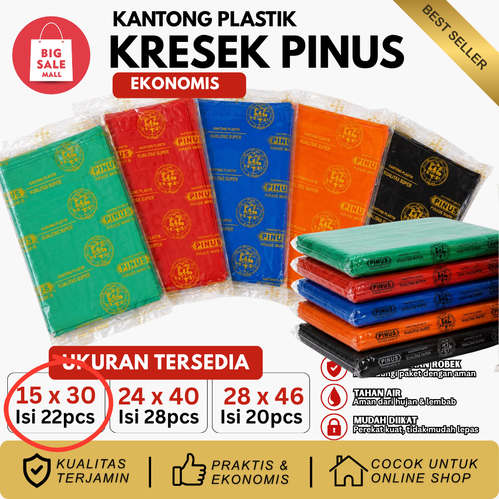 Kantong Plastik Kresek Pinus Warna Ekonomis UK 15x30