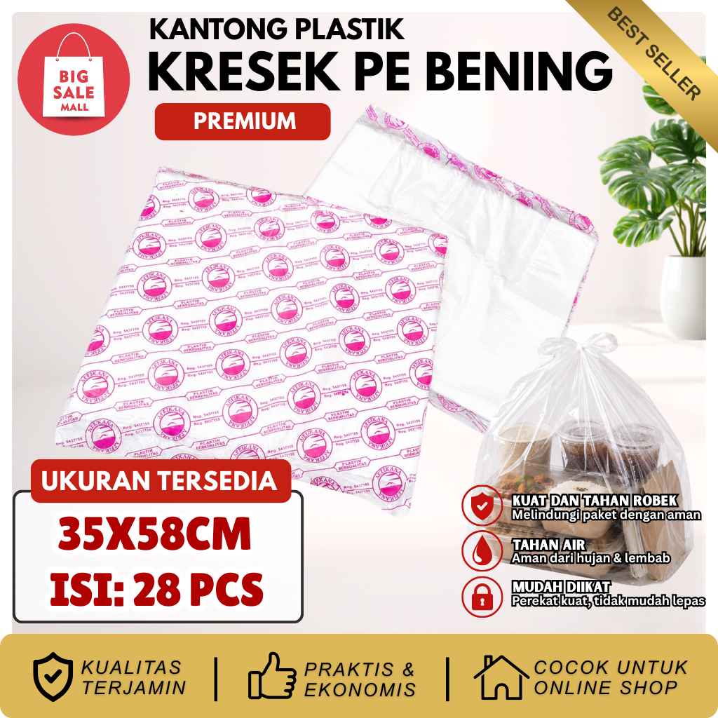 Kantong Plastik Kresek Bening Uk 35x58cm Afrika Transparan
