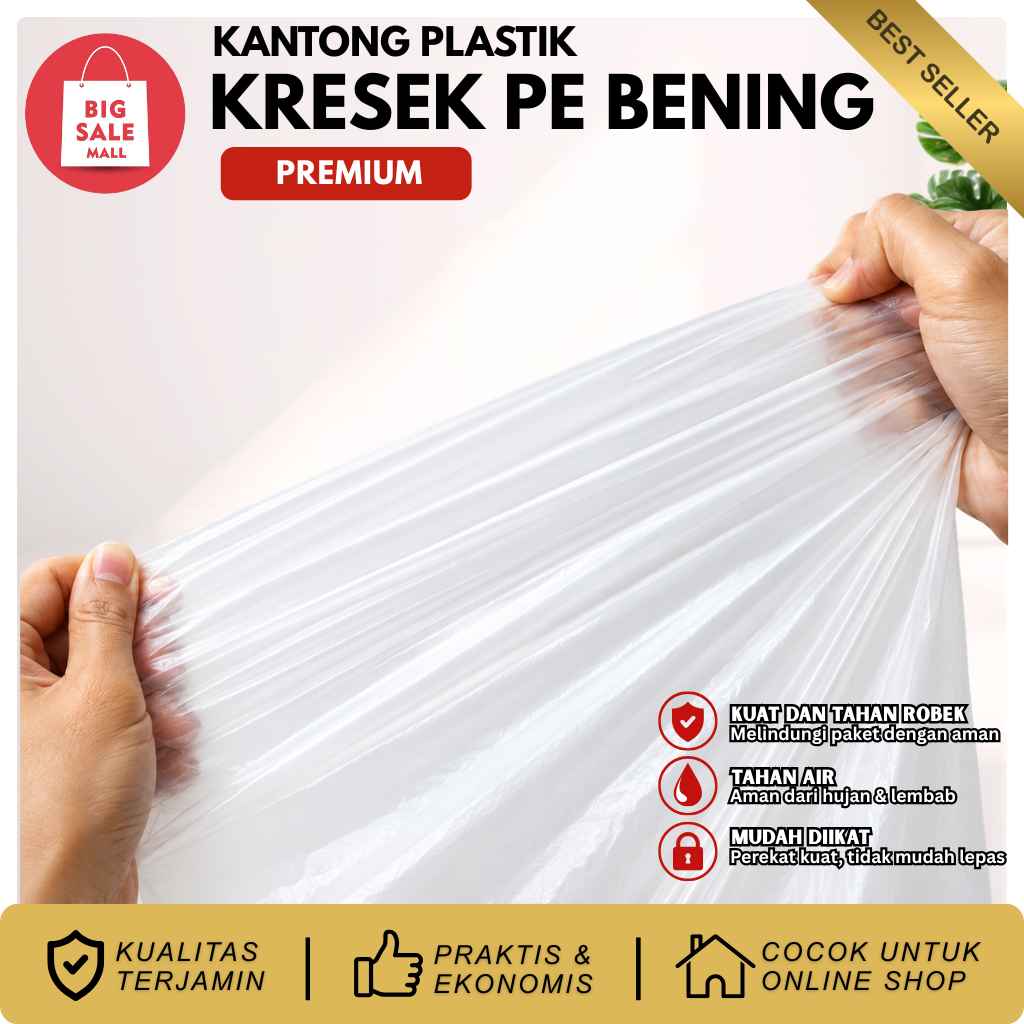 Kantong Plastik Kresek Bening Uk. 28x48 cm Bandeng Transparan