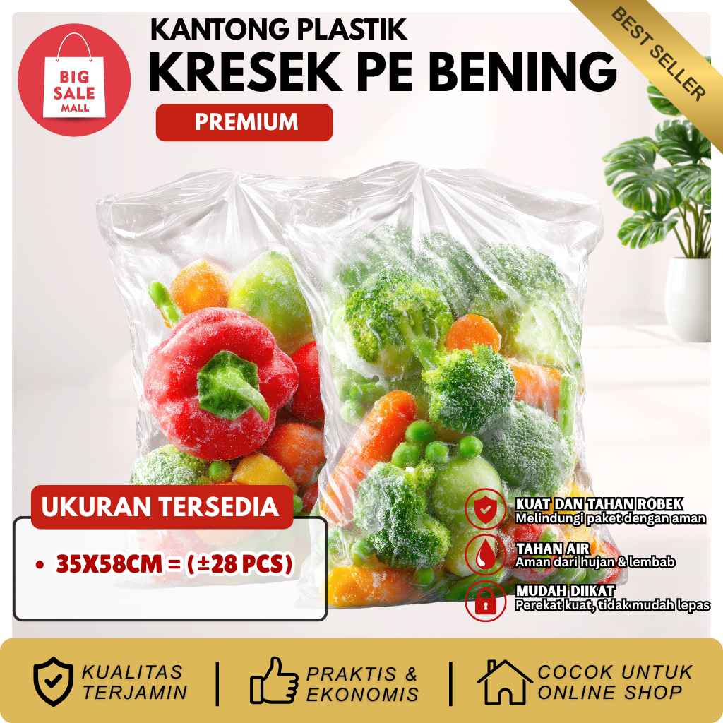 Kantong Plastik Kresek Bening Uk 35x58cm Afrika Transparan