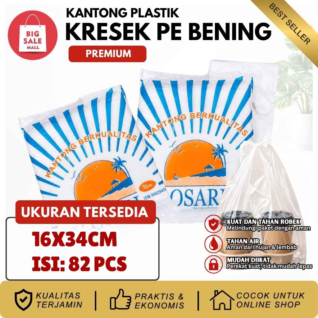 Kantong Plastik Kresek Bening Uk. 28x48 cm Bandeng Transparan
