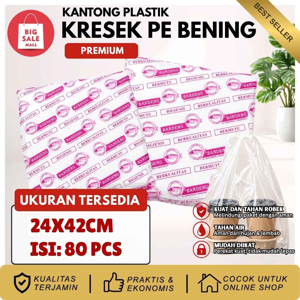 Kantong Plastik Kresek Bening Uk. 28x48 cm Bandeng Transparan