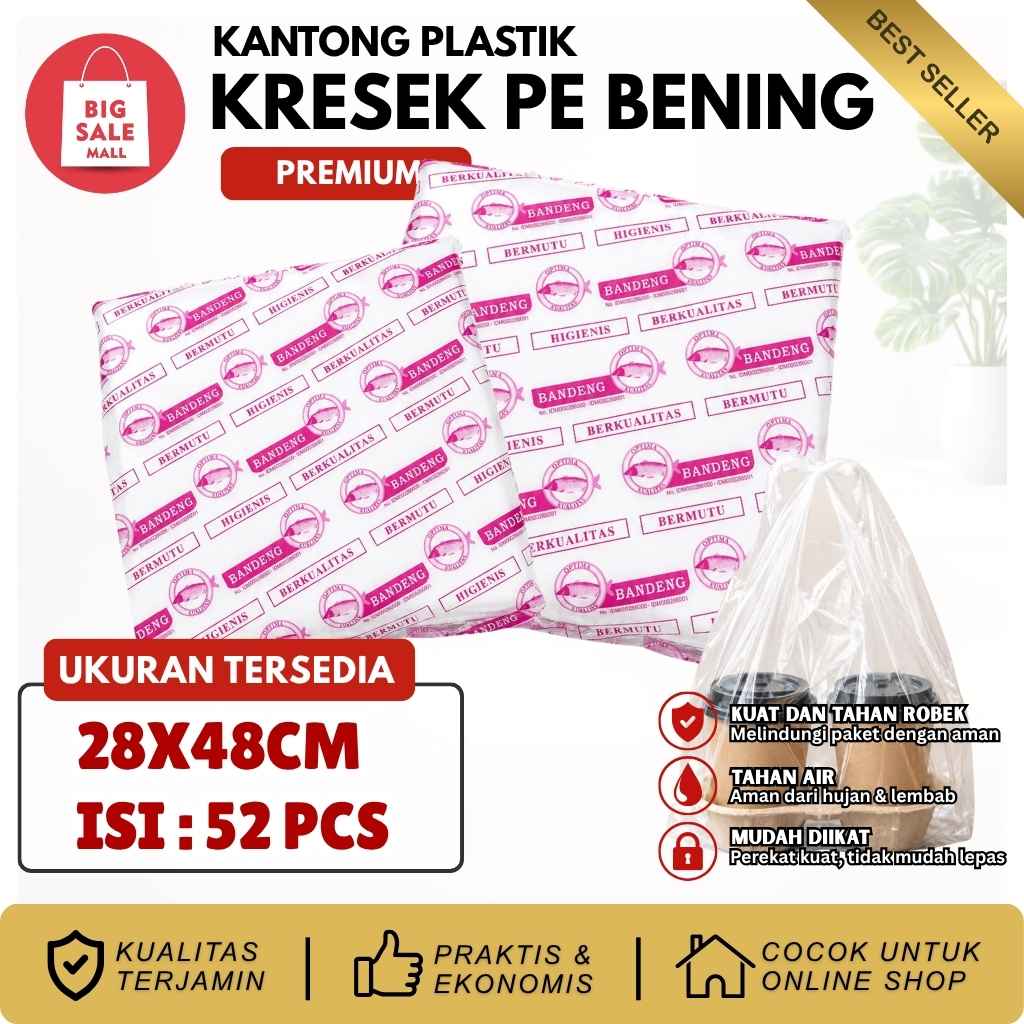 Kantong Plastik Kresek Bening Uk. 28x48 cm Bandeng Transparan