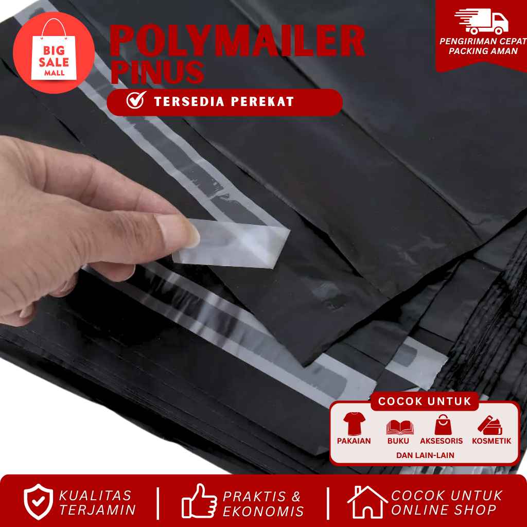Plastik Packing Polymailer 20X40CM isi100pcs PINUS HITAM EKONOMIS