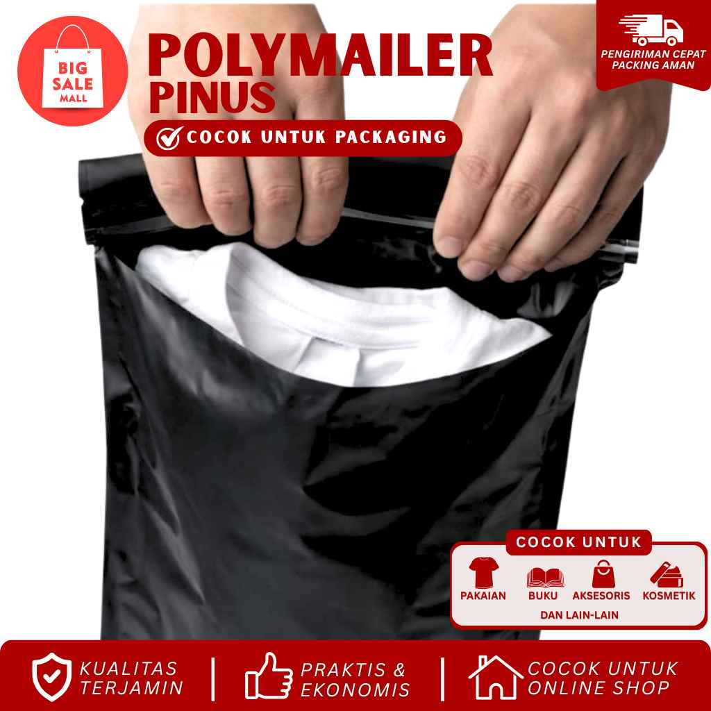 Plastik Packing Polymailer 20X40CM isi100pcs PINUS HITAM EKONOMIS