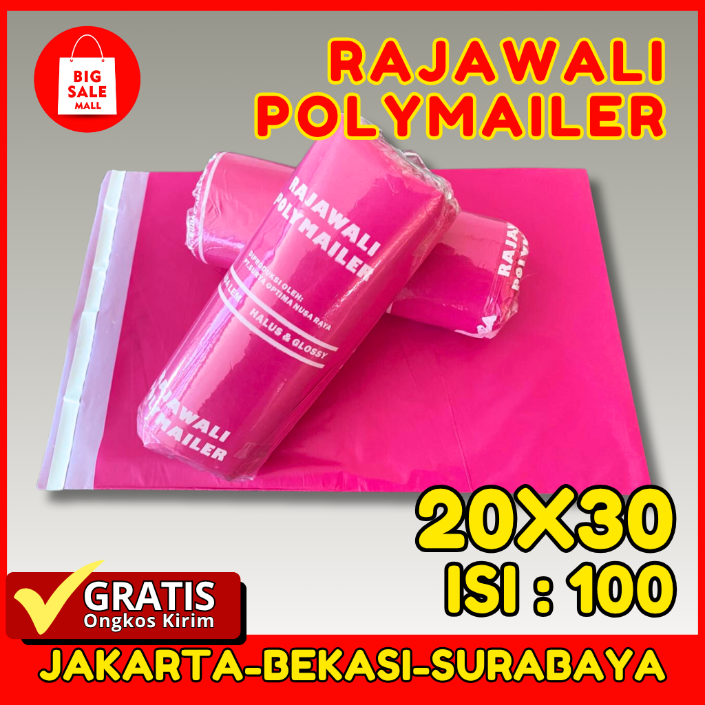 Plastik Polymailer Rajawali Merah Muda Premium Ukuran 20x30cm Isi 100pcs