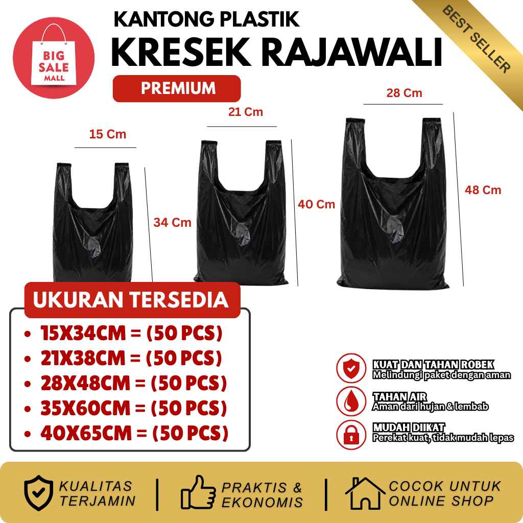 Kantong Kresek Premium Tebal Rajawali 35X60 Isi 50pcs
