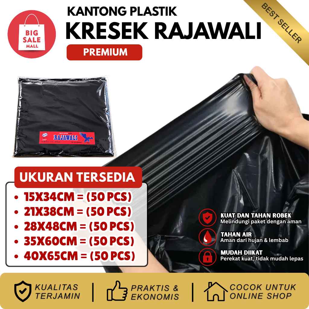 Kantong Kresek Premium Tebal Rajawali 35X60 Isi 50pcs