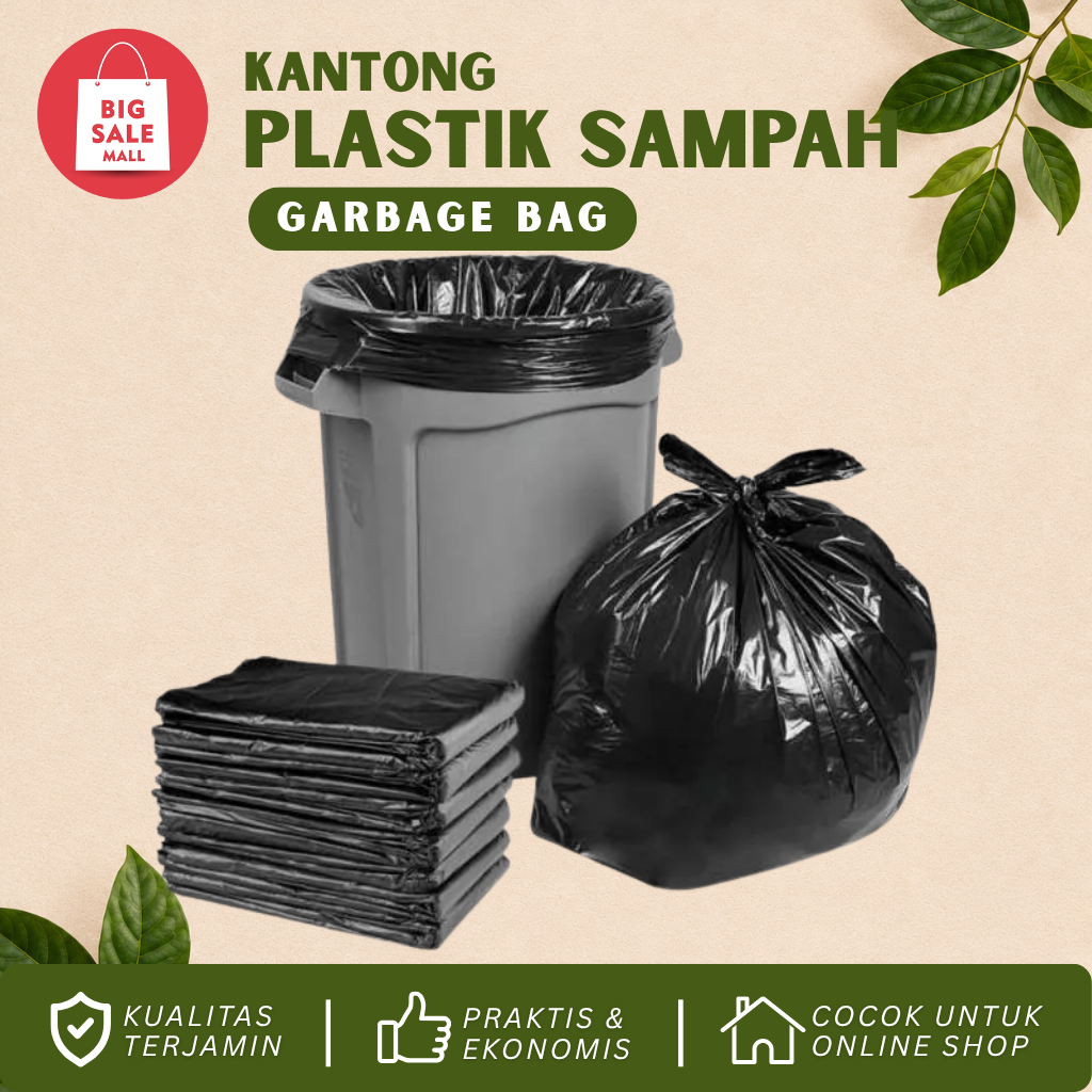 Kantong Sampah 90x120 isi 5 (tipis) Trash Bag Plastik Sampah Rajawali Hitam Anti Bocor Garbage Bag