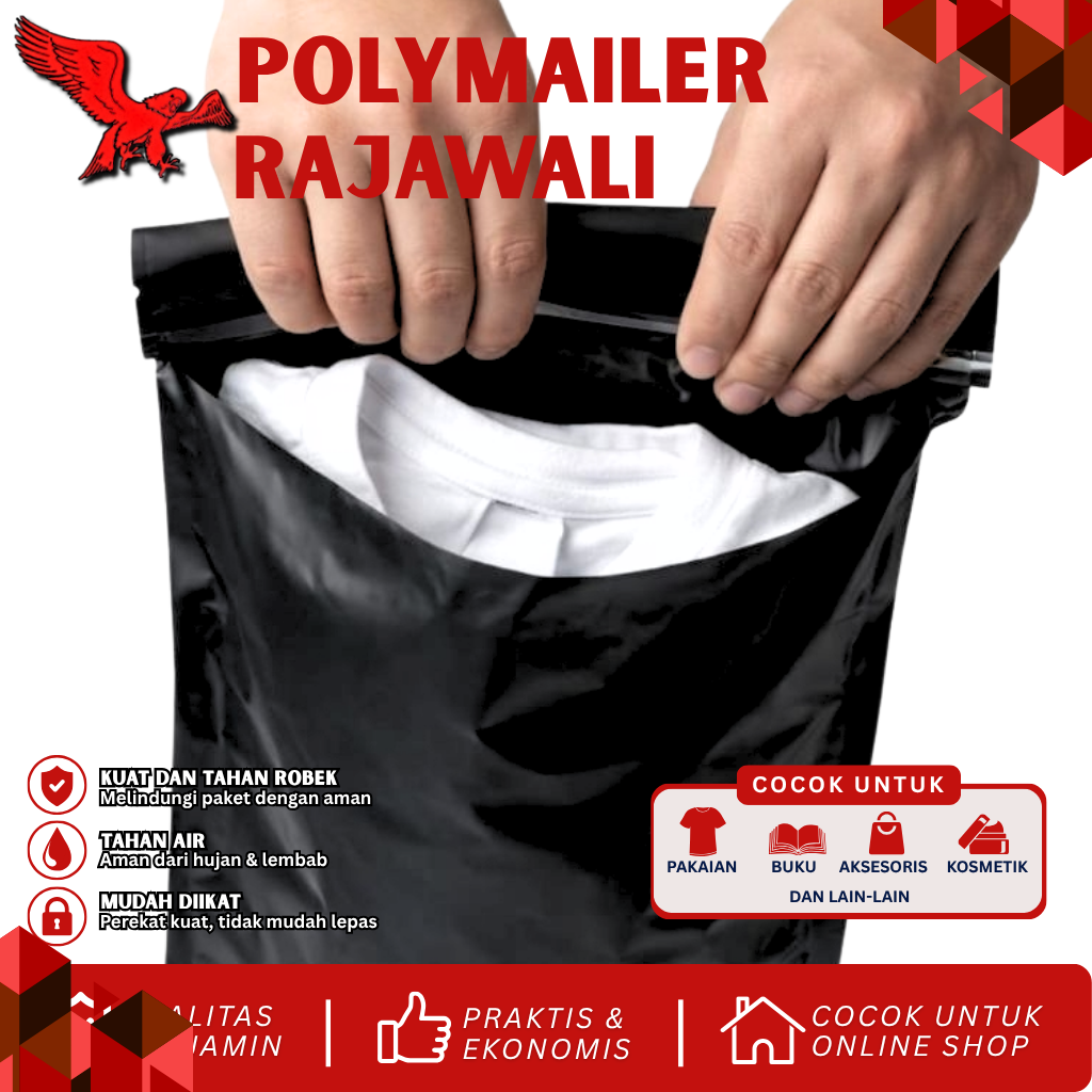 Plastik Polymailer Rajawali Hitam Premium Uk 25x40 cm Isi 50pcs