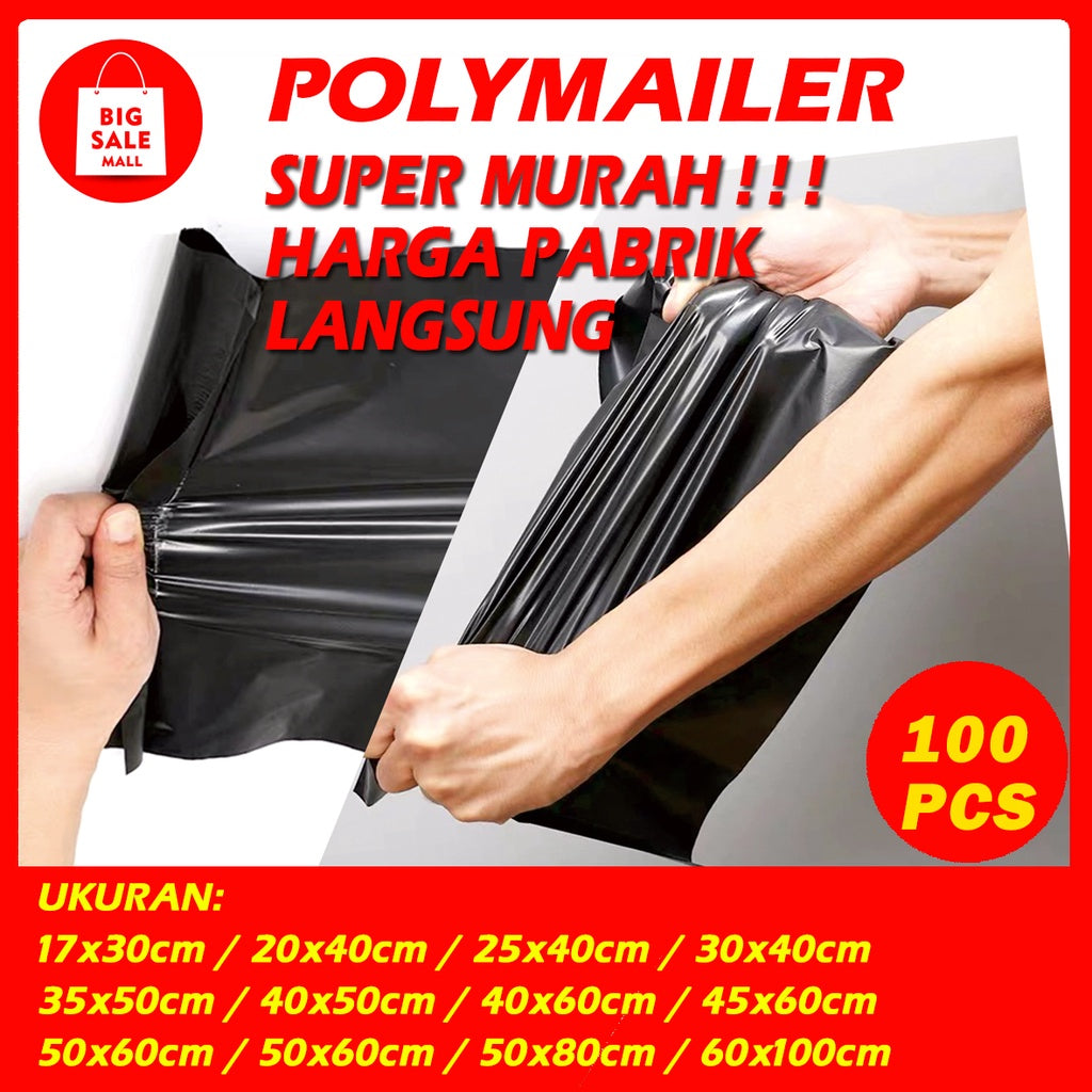 Plastik Polymailer Rajawali Hitam Premium Ukuran 60x100cm Isi 50 Pcs