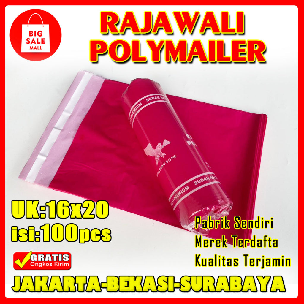 Plastik Polymailer Rajawali Pink Premium Ukuran 16x20cm Isi 100pcs