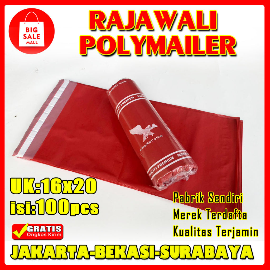 Plastik Polymailer Rajawali Pink Premium Ukuran 16x20cm Isi 100pcs