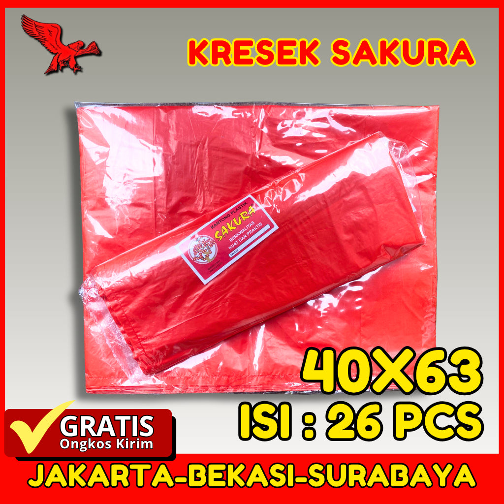 Kantong Plastik Jumbo Asem Uk40 Merah Tipis Ekonomis