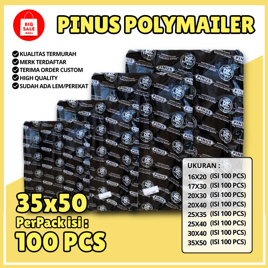 Plastik Packing Polymailer 35X50CM isi 100pcs PINUS HITAM EKONOMIS