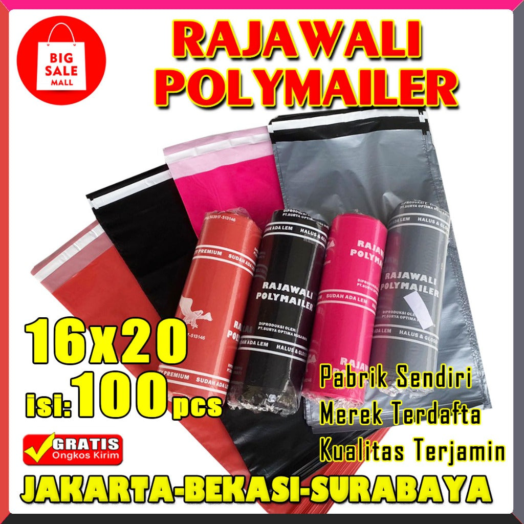 Plastik Polymailer Rajawali Pink Premium Ukuran 16x20cm Isi 100pcs