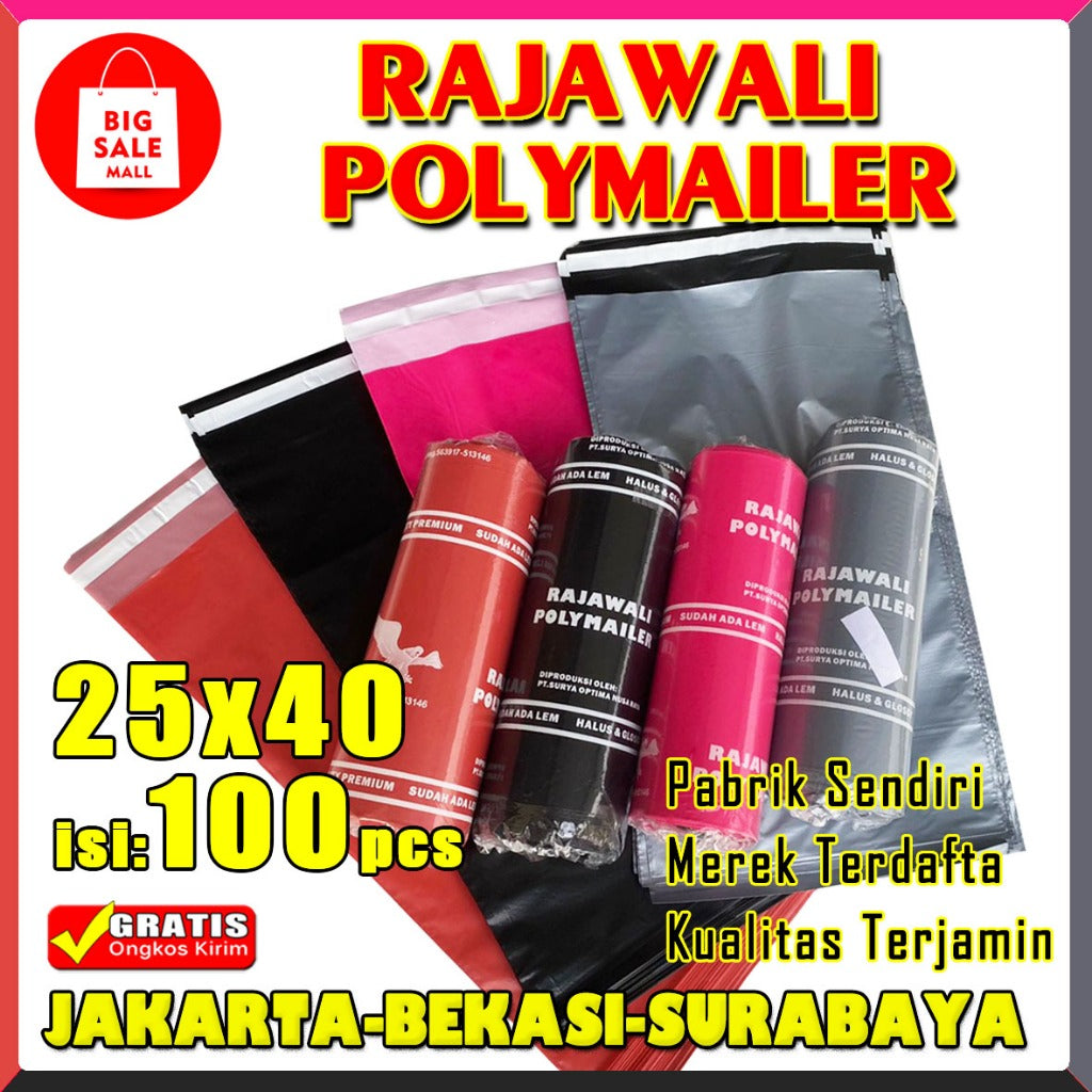 Plastik Polymailer Rajawali Pink Premium Ukuran 25x40cm Isi 100pcs