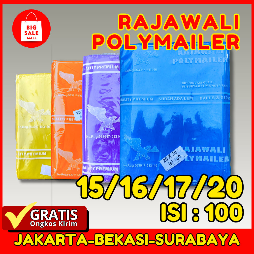Plastik Polymailer Rajawali Biru Premium Ukuran 16x30cm Isi 100pcs