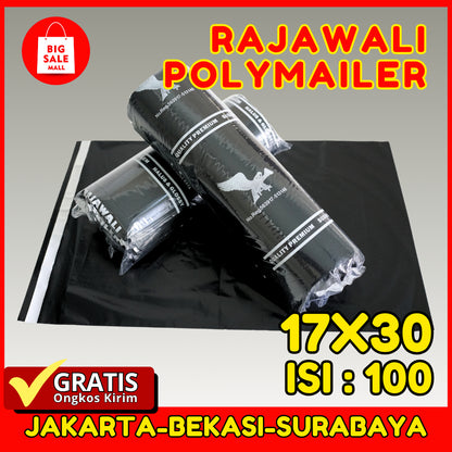 Plastik Polymailer Rajawali Hitam Premium Ukuran 17x30cm Isi 100pcs