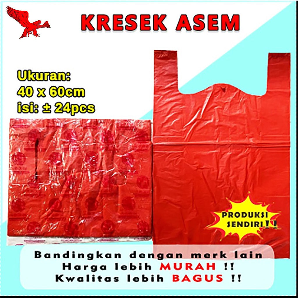 Kantong Plastik Jumbo Asem Uk40 Merah Tipis Ekonomis