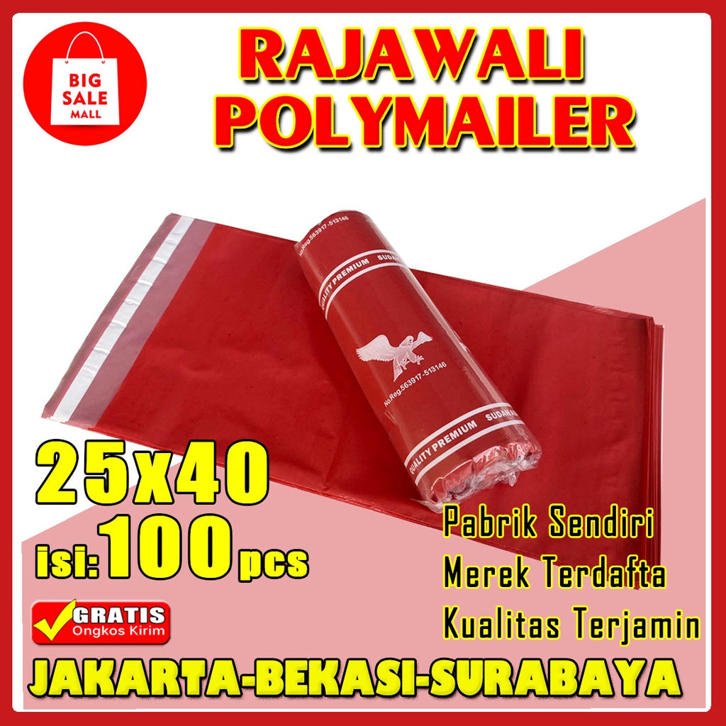 Plastik Polymailer Rajawali Pink Premium Ukuran 25x40cm Isi 100pcs