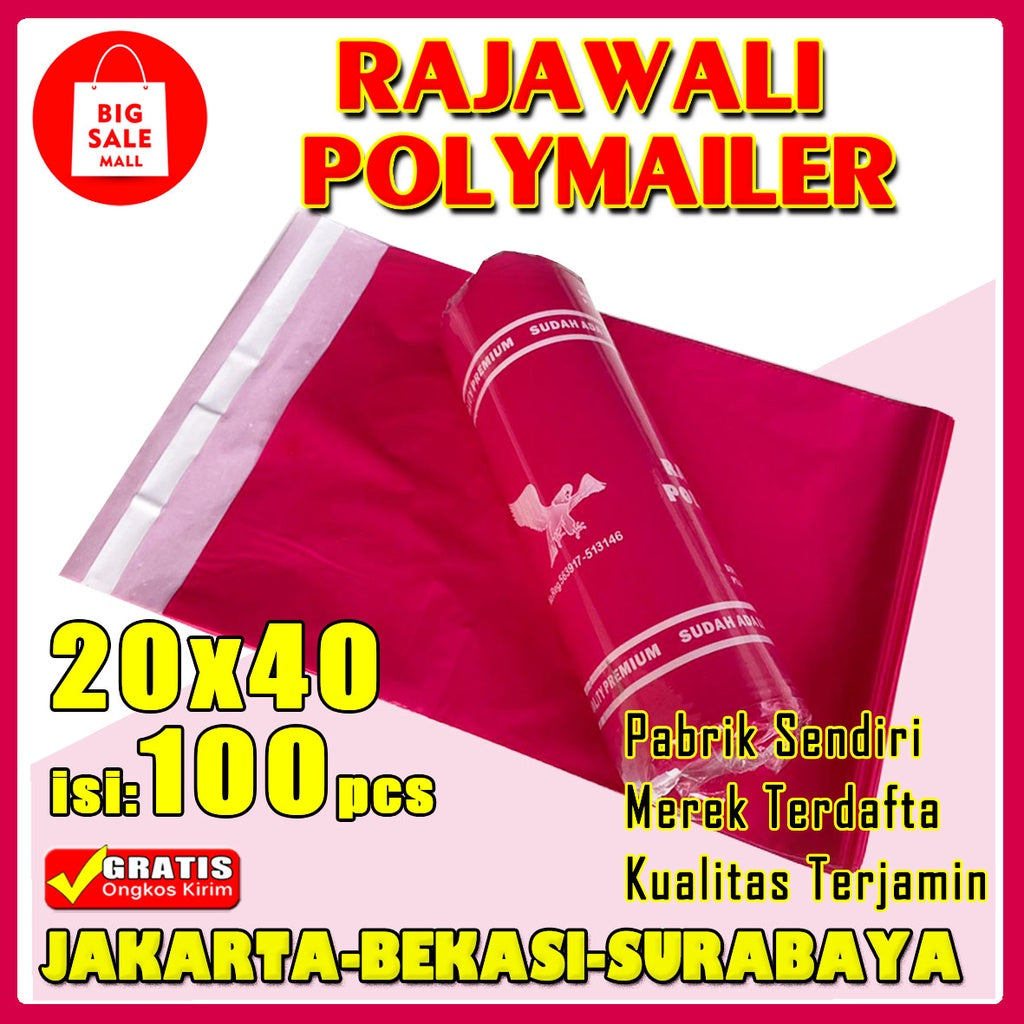Plastik Polymailer Rajawali Silver Premium Uk 20x40cm Isi 100pcs